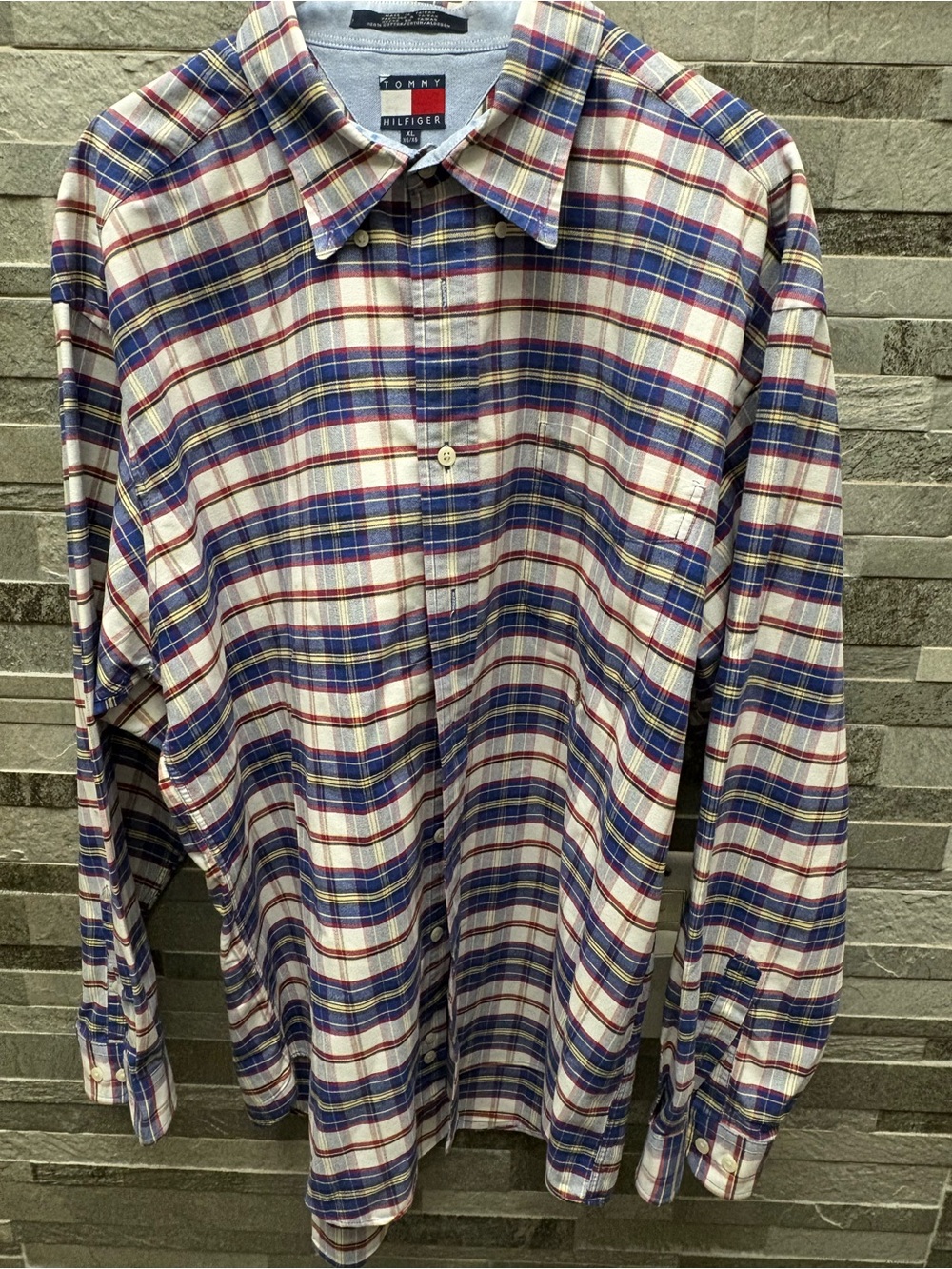 Tommy Hilfiger Red, Blue & Cream Plaid Button-Down Shirt